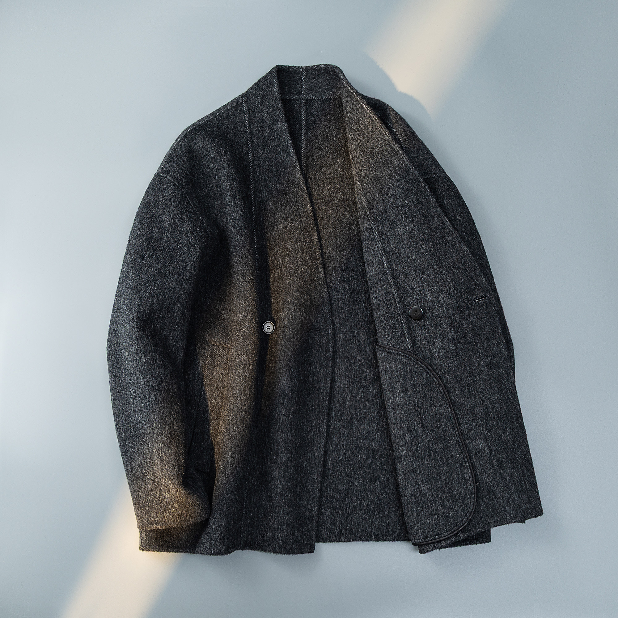 澳洲羊毛新中式风茶服毛呢大衣V领外套6016-8508P399控788,男装毛呢大衣,钱塘大厦6016