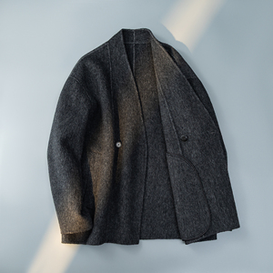 澳洲羊毛新中式风茶服毛呢大衣V领外套6016-8508P399控788图片