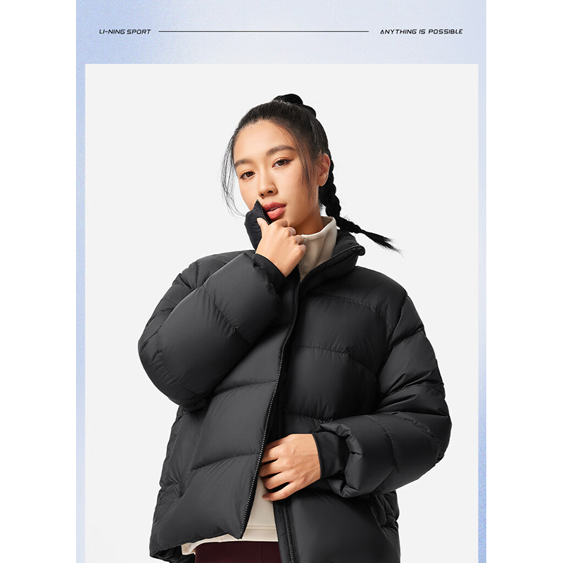 李宁运动羽绒服女鹅绒保暖外套