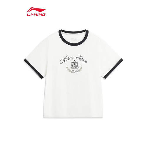 李宁圆领短袖文化衫女2026夏季款