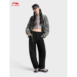 长裤 李宁加绒运动裤 保暖反光防泼水直筒裤 新款 AYKV606 女2025冬季
