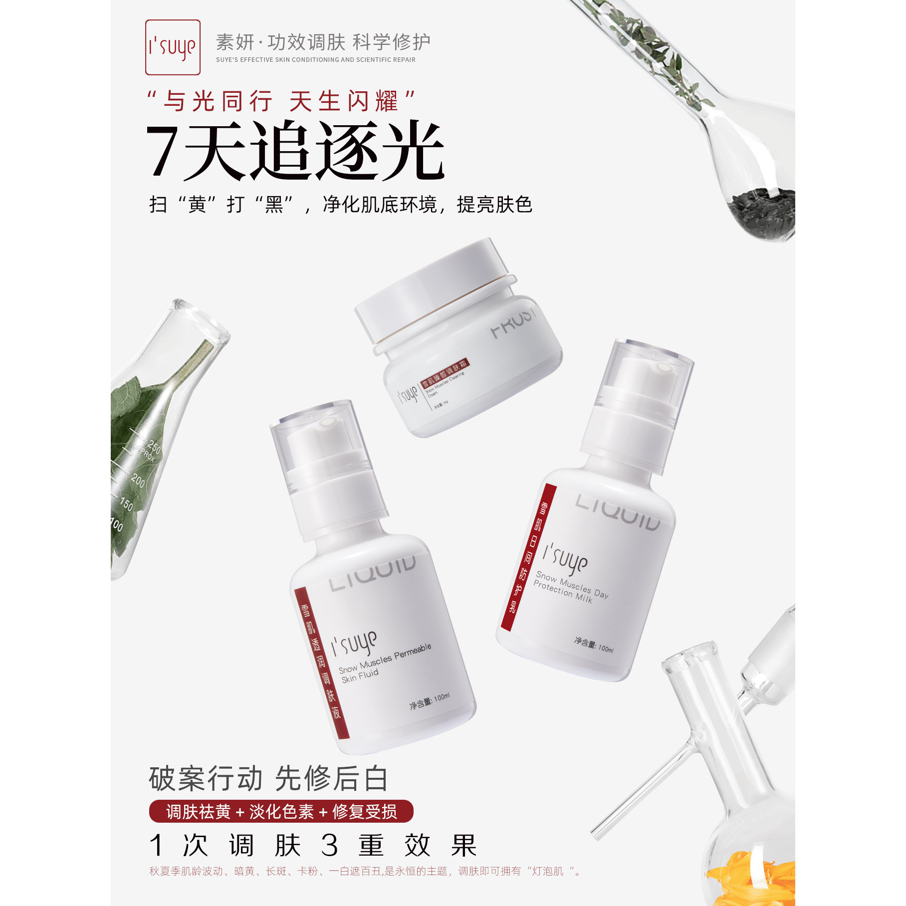 素妍雪肌调肤系列透润调肤液日间防护乳臻皙调肤霜保湿抗氧修复