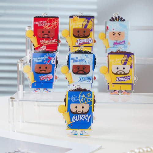 Q版方形篮球球星背包挂件