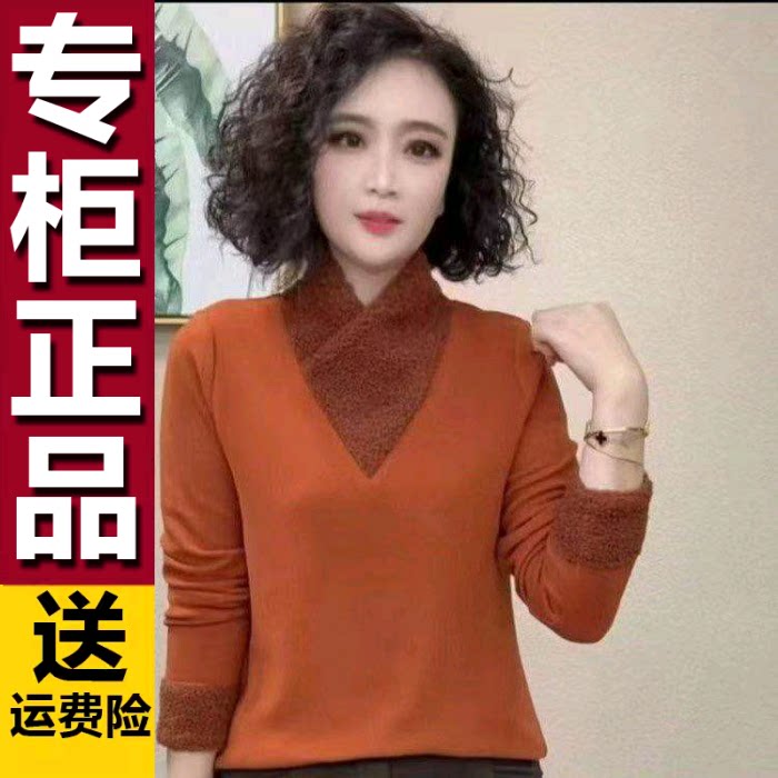 原版妈妈装上衣半高纯色打底衫女秋冬新款高级显瘦保暖休闲卫衣