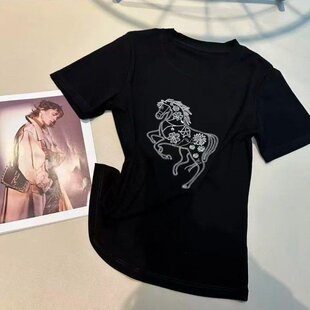 年轻妈妈T恤2026夏季 上衣小衫 新款 圆领纯色百搭减龄女装 时尚 原版