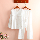薄款 纯棉布公主风家居服 日系田园风100%全棉斜纹布睡衣女春夏长袖