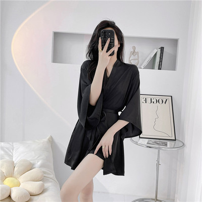 想念女款冰丝绸春夏简约睡袍