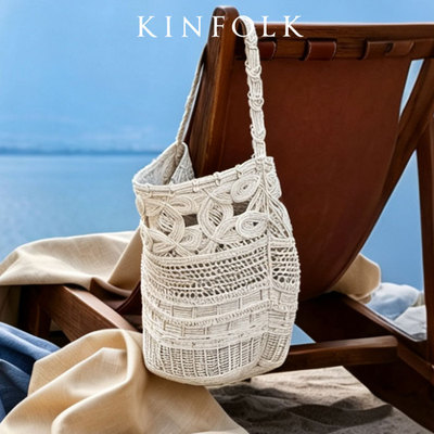 2026新款高品质环保手工钩织水桶包海岛法式钩花单肩托特包大容量