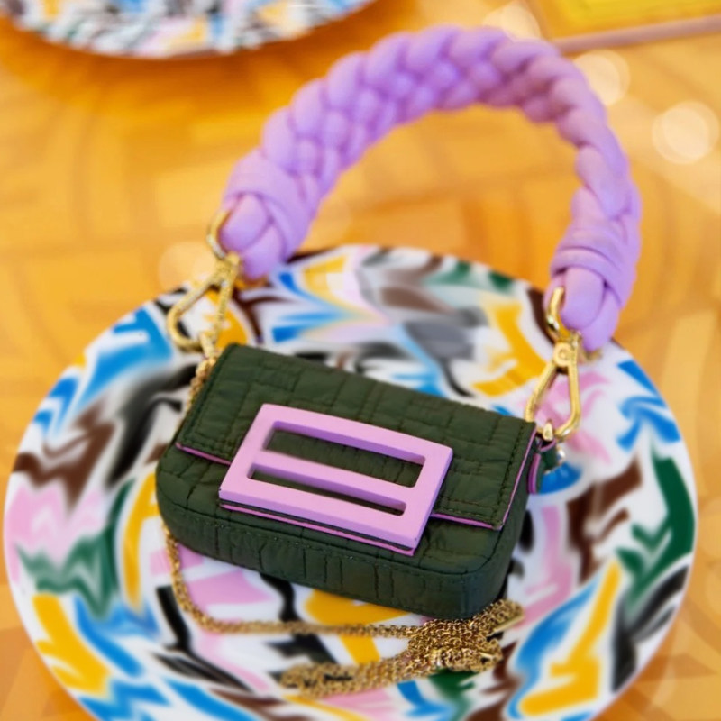 网红安娜同款绣线撞色编织手柄单肩手提腋下包手机女包2025新款