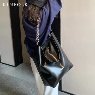 2025爆款 大容量大黑包休闲托特单肩斜挎包女 超火包包网红婉君同款