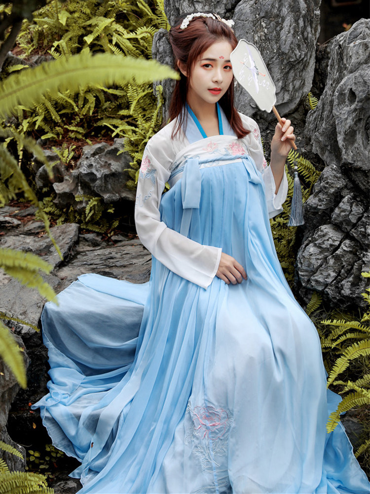 汉服女超仙中国风古装学生齐胸襦裙仙气飘逸古风九夜樱花汉服夏季