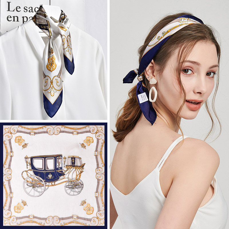 时尚小方巾丝巾女春夏100%桑蚕丝真丝搭配衬衫妈妈款发带头饰领巾