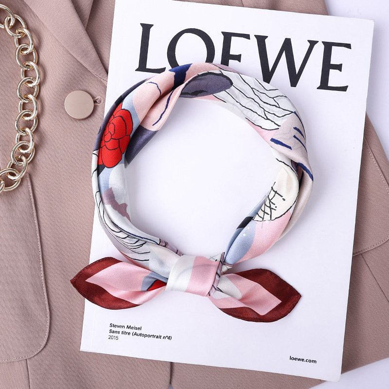 油彩玫瑰真丝丝巾女2025新款100%桑蚕丝围巾送妈妈夏季高级小方巾