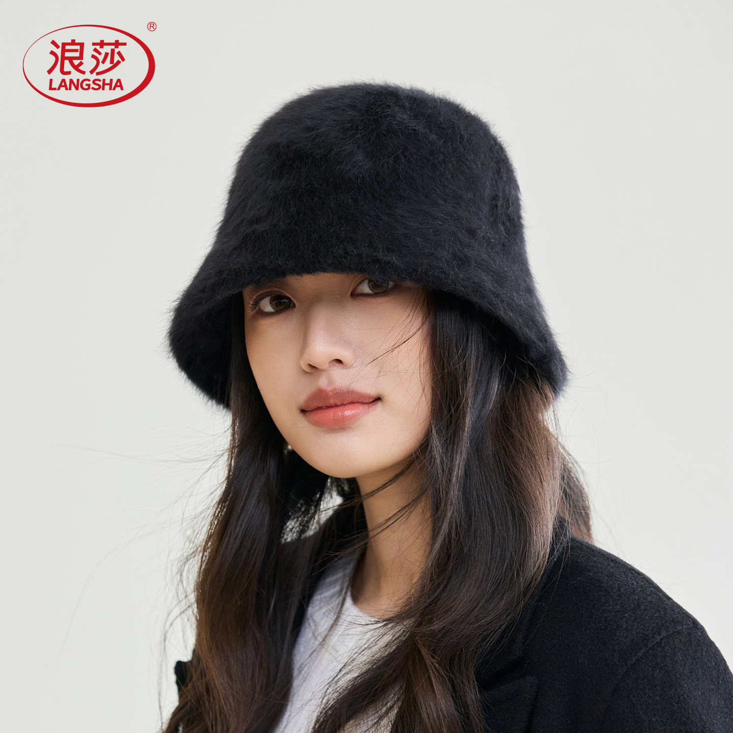 秋冬兔毛渔夫帽女显脸小遮高颧骨