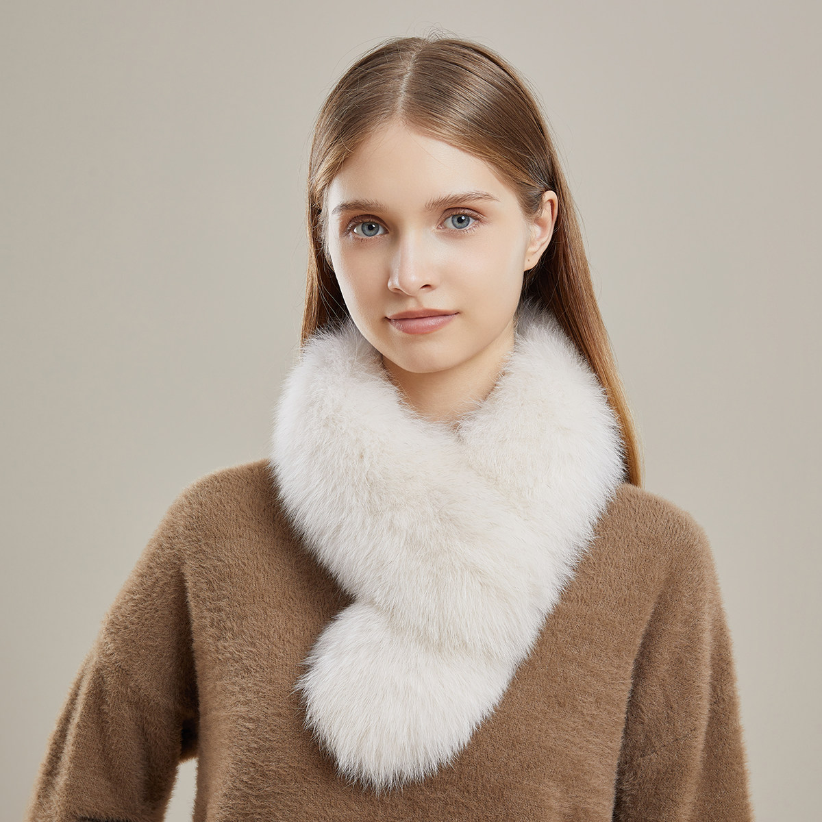 夹子款围脖狐狸真毛皮草围巾女款冬2025新款獭兔毛绒毛领懒人护颈