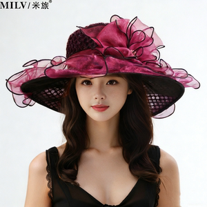 遮阳帽子女夏欧根纱防晒沙滩帽