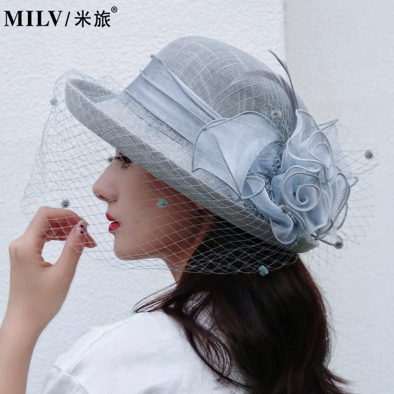 帽子女春夏网纱款亚麻优雅时尚