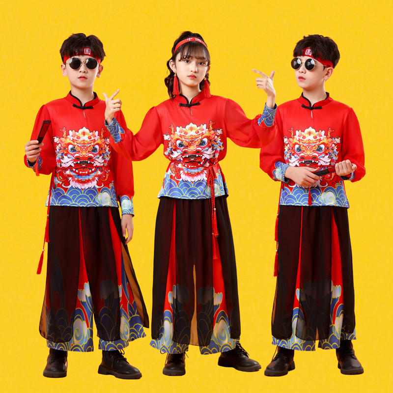 儿童中国风啦啦队演出服舞蹈打鼓