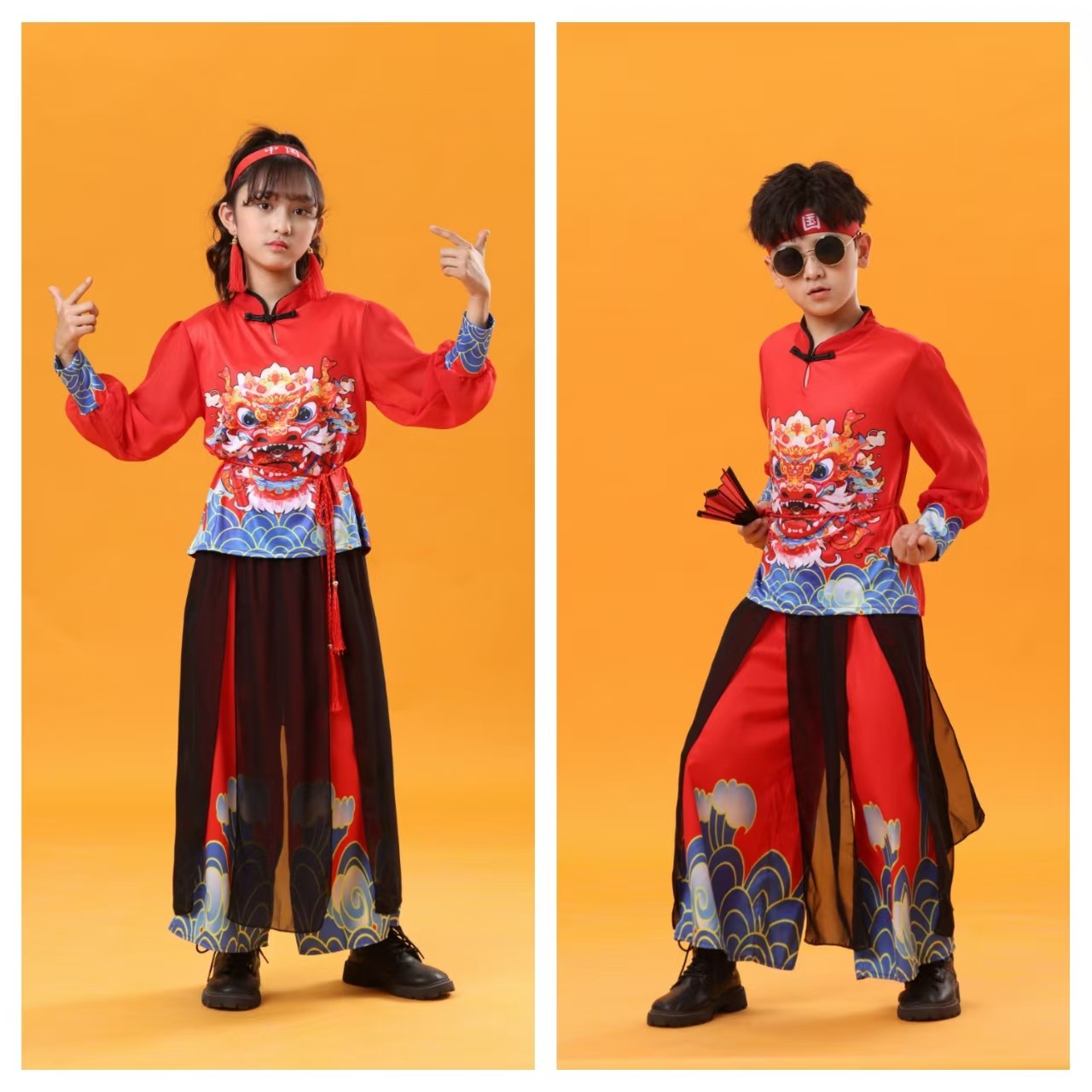 国潮演出服中国风男女童表演服