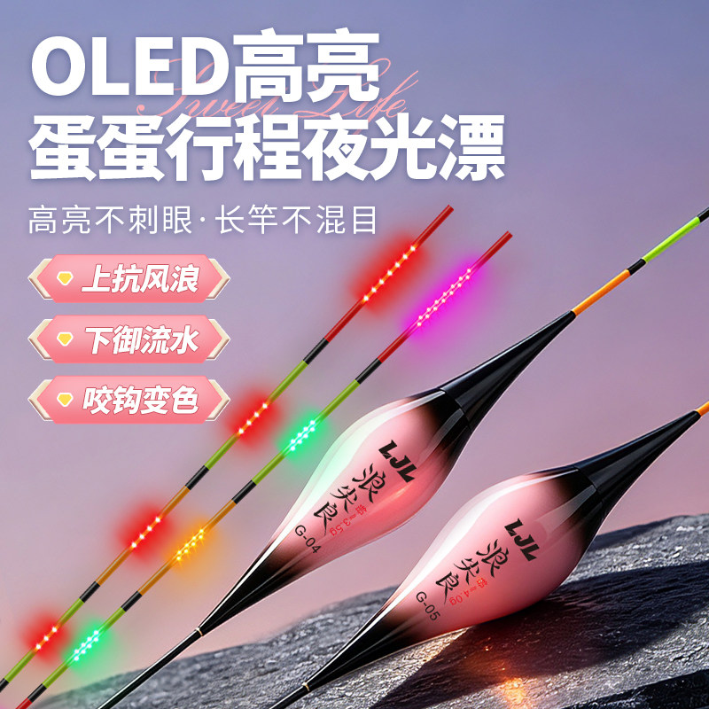 【送10粒电池】浪尖良鸽子蛋高灵敏夜光醒目日夜两用行程电子浮漂