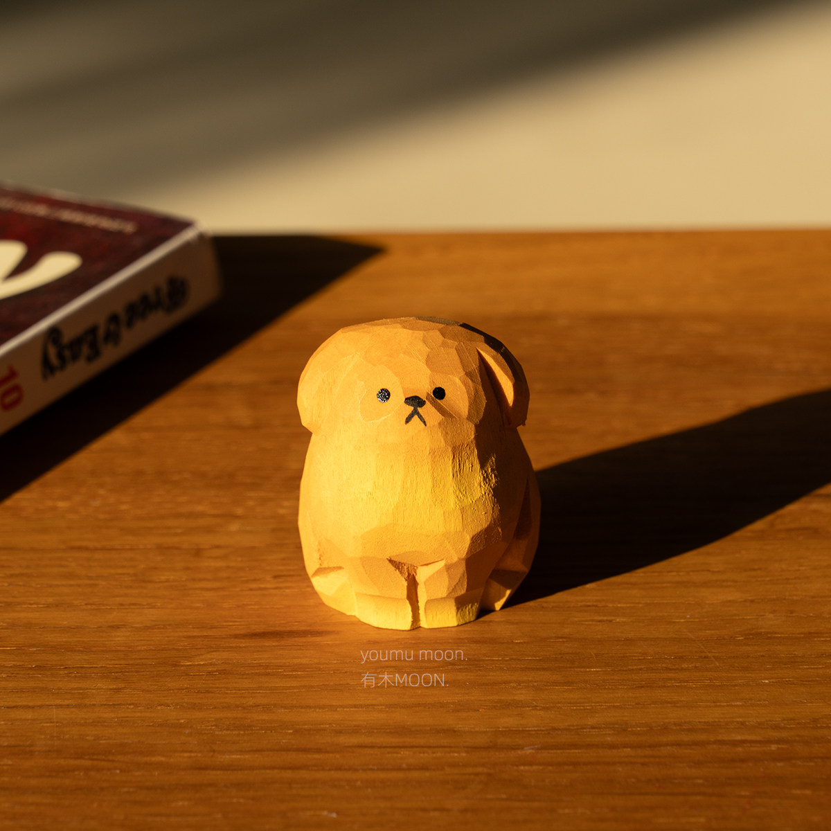 小小金毛 树荫下乘凉 可爱治愈系木雕摆件实木桌面装饰品礼物礼品,家居饰品,桌面摆件,淘宝优惠券,粉丝福利购,淘宝优惠卷