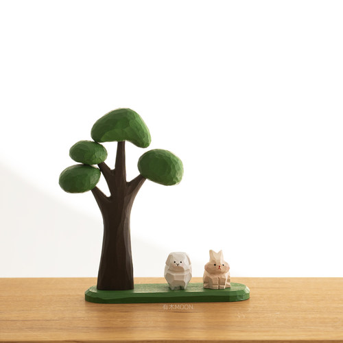 童话故事里的参天大树 卡通木雕桌面摆件装饰品艺术高级礼物礼品