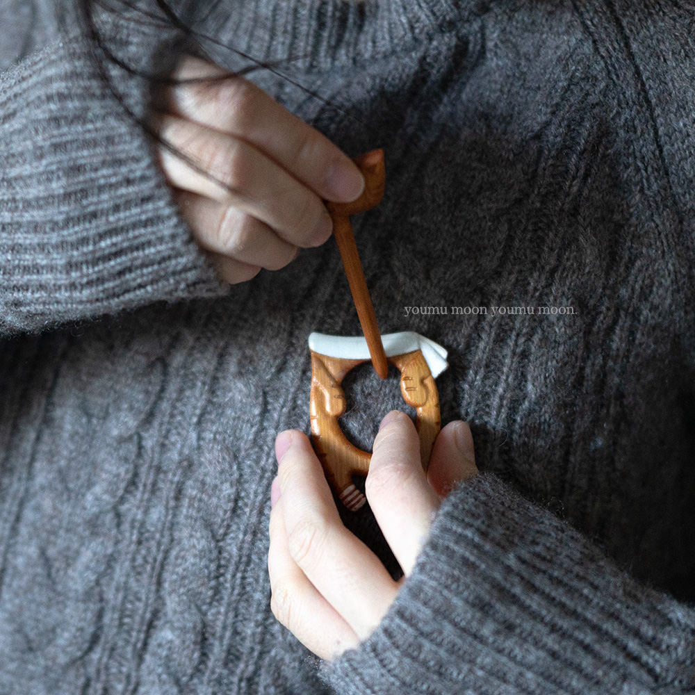 围巾可爱动物披肩别针扣木制高级