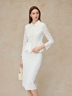 直筒半裙 2026千金名媛风白色蕾丝半身裙优雅修身 莫佐 MOJO夏新品