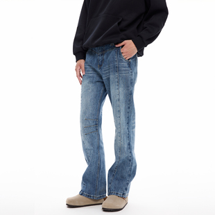 COLDSTONE 美式高街解构设计vibe水洗做旧牛仔裤显瘦长裤男女