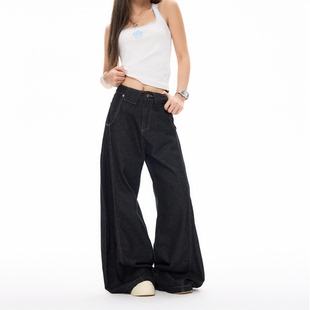 COLDSTONE 美式宽松阔腿水洗做旧弯刀蓝牛牛仔裤廓形垂感休闲百搭