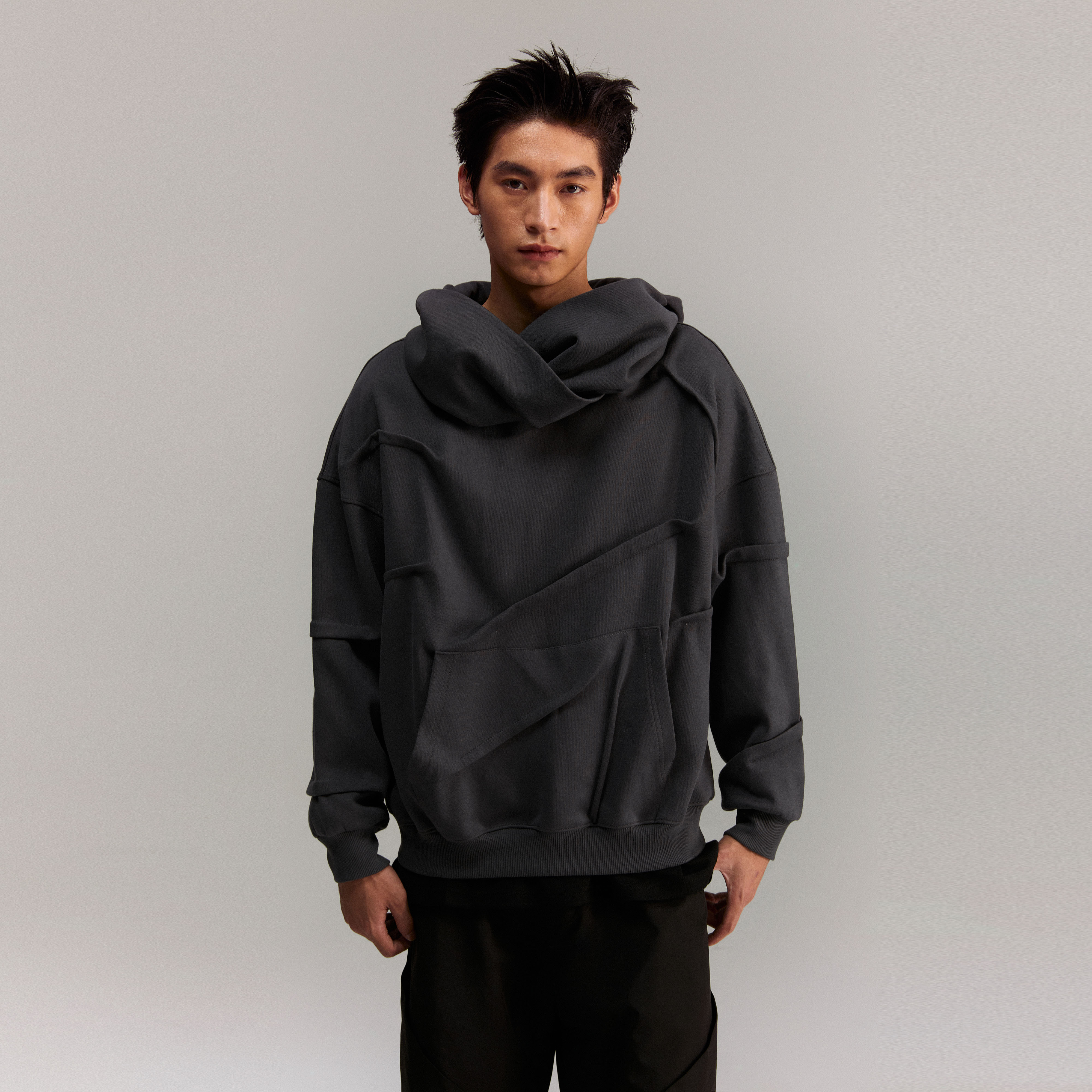 褶皱美式高级连帽卫衣