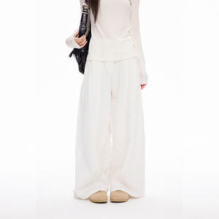 COLDSTONE 美式纯白慵懒休闲裤四季款感阔腿拖地长裤百搭垂感秋冬