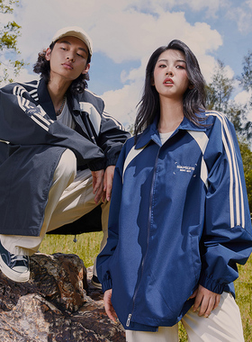 THE SIMPSONS辛普森一家外套秋季情侣装立领条纹复古夹克男女同款