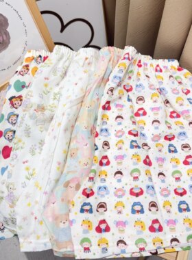 夏季A类棉纱女高腰透气家居短裤