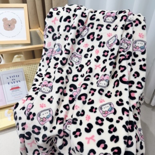 卡通粉粉猫毛毯少女心秋冬ins盖毯学生宿舍铺床毯午睡毯沙发毯