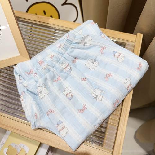 夏季休闲家居裤女A类棉纱长裤女