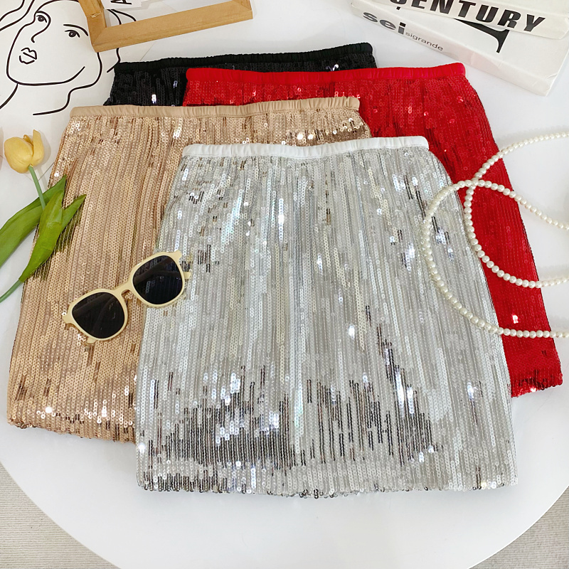 短裙A字欧美风闪闪亮片半身裙