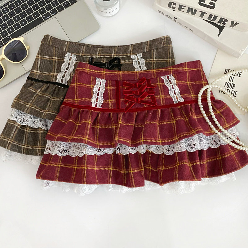 设计感辣妹小心机格子蕾丝边防走光蓬蓬蛋糕裙半身裙短裙女秋冬,女装/女士精品,半身裙,淘宝优惠券,粉丝福利购,淘宝优惠卷
