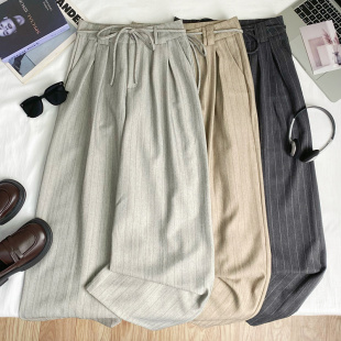 阔腿长裤 设计感条纹休闲裤 慵懒风气质百搭西裤 新款 女2025夏季