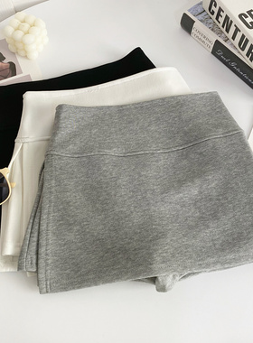 夏季设计感时尚百搭侧开叉高腰显瘦半身裙防走光假两件裤裙短裙女