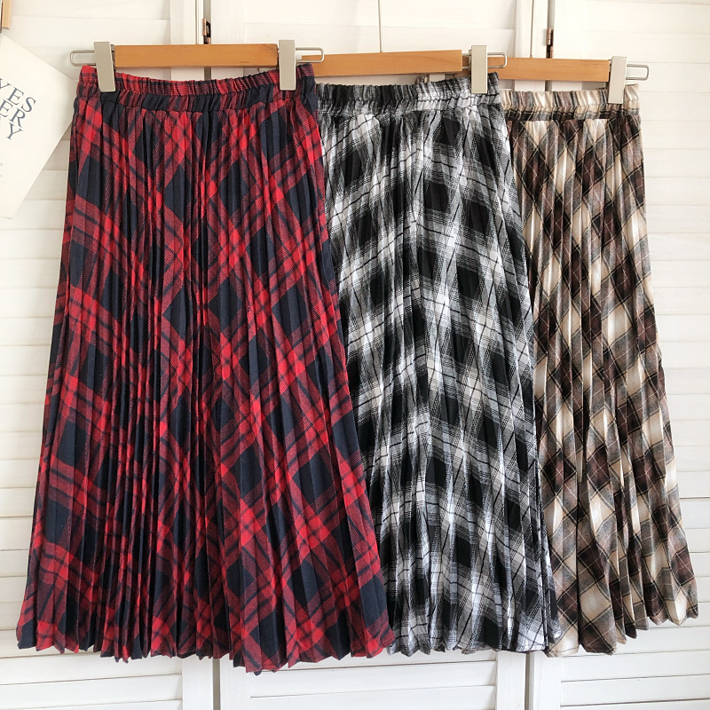 中长裙百褶裙复古A字半身裙