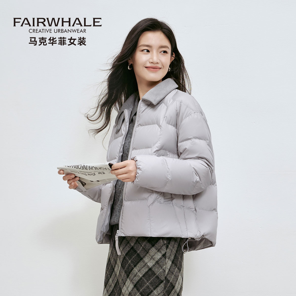 马克华菲95白鸭绒羽绒服女冬季2025新款防风翻领轻薄款夹克外套潮