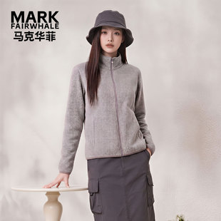 马克华菲立领抓绒衣女2026新款秋冬季户外保暖防风摇粒绒休闲外套