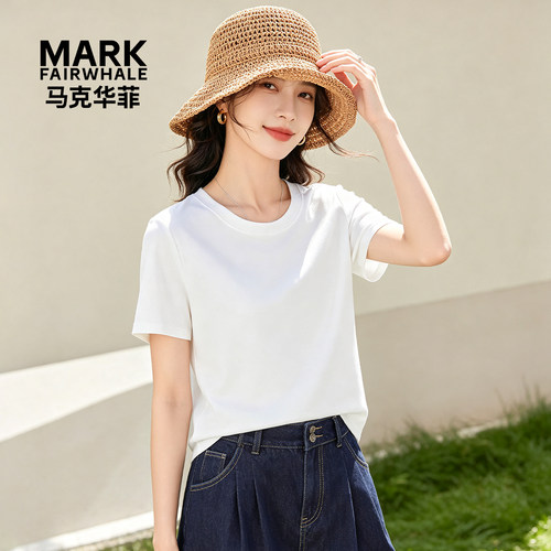 马克华菲女装短袖t恤女夏肌理感显瘦圆领百搭宽松上衣YB73112950