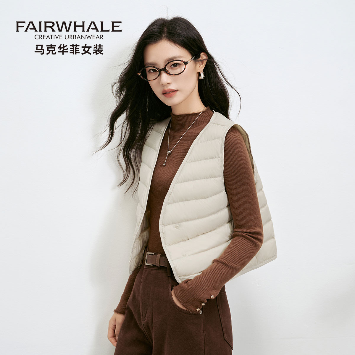 马克华菲轻薄羽绒马甲女背心马夹
