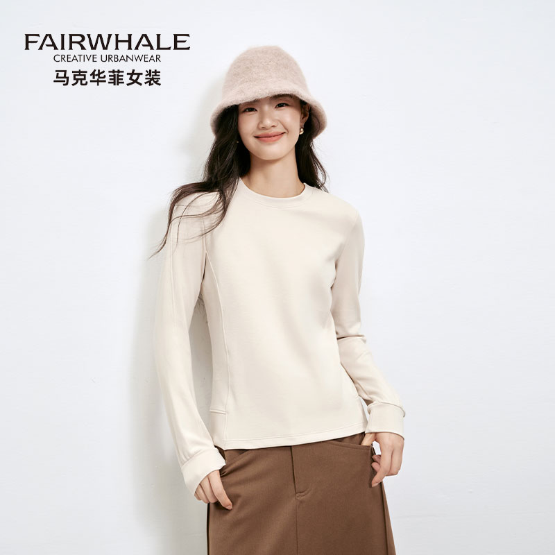 马克华菲加绒打底衫卫衣女长袖t