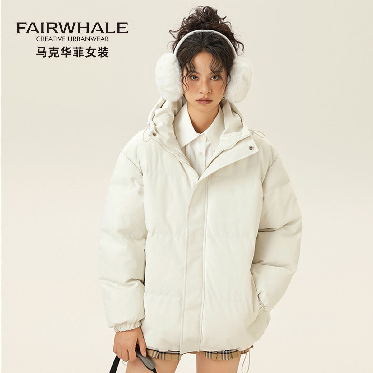 马克华菲连帽棉服女冬季面包服潮