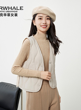 马克华菲轻薄羽绒马甲女款2025冬季新款内搭V领马夹背心贴身内胆