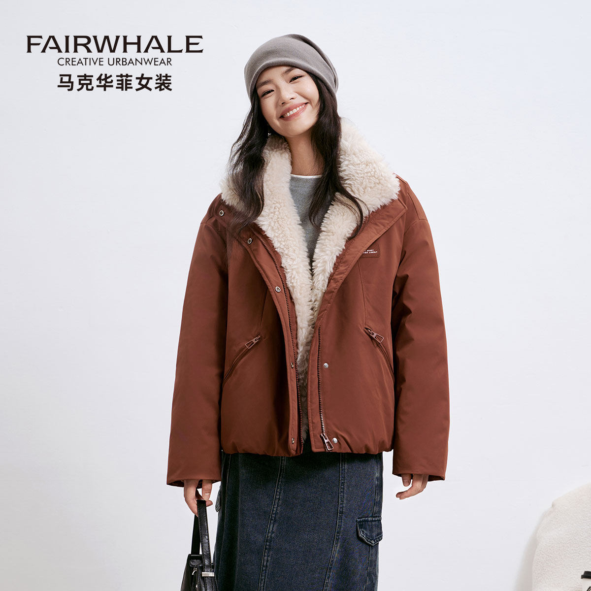 马克华菲鹅绒羽绒服女短款2025新款冬季复古毛领防风保暖加厚外套,女装/女士精品,羽绒服,淘宝优惠券,粉丝福利购,淘宝优惠卷