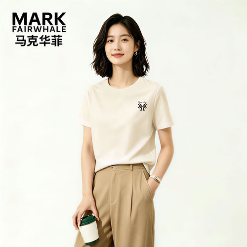 马克华菲夏季纯棉短袖T恤女打底